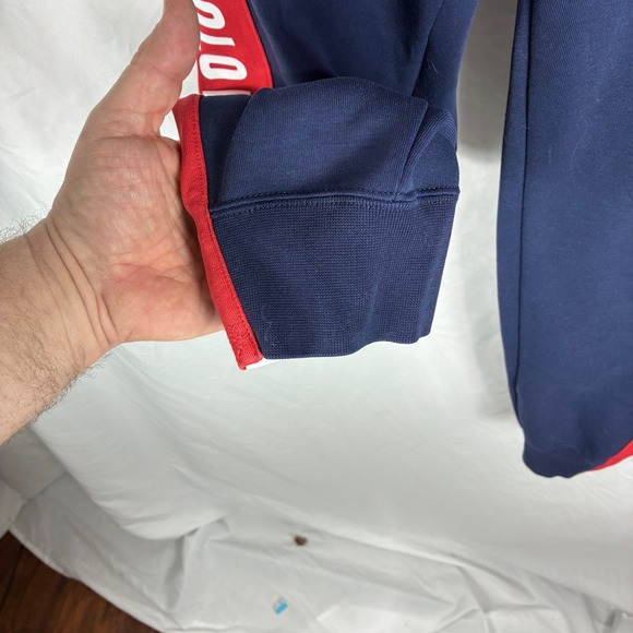 Polo Ralph Lauren Joggers Small Spell Out Logo Blue Red White Stripe Sweatpants - Picture 7 of 15